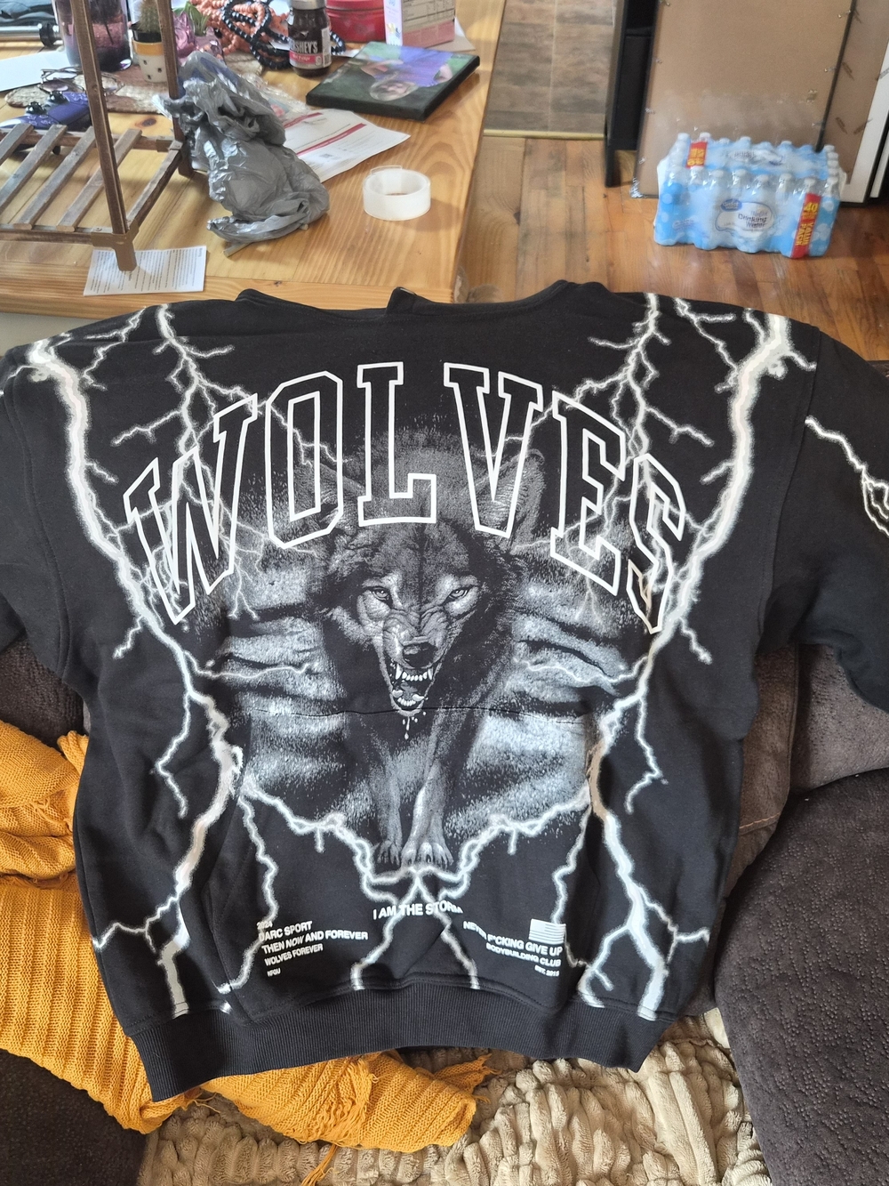 Darc Sport Black Crewneck Sweatshirt with White Wolves Graphic